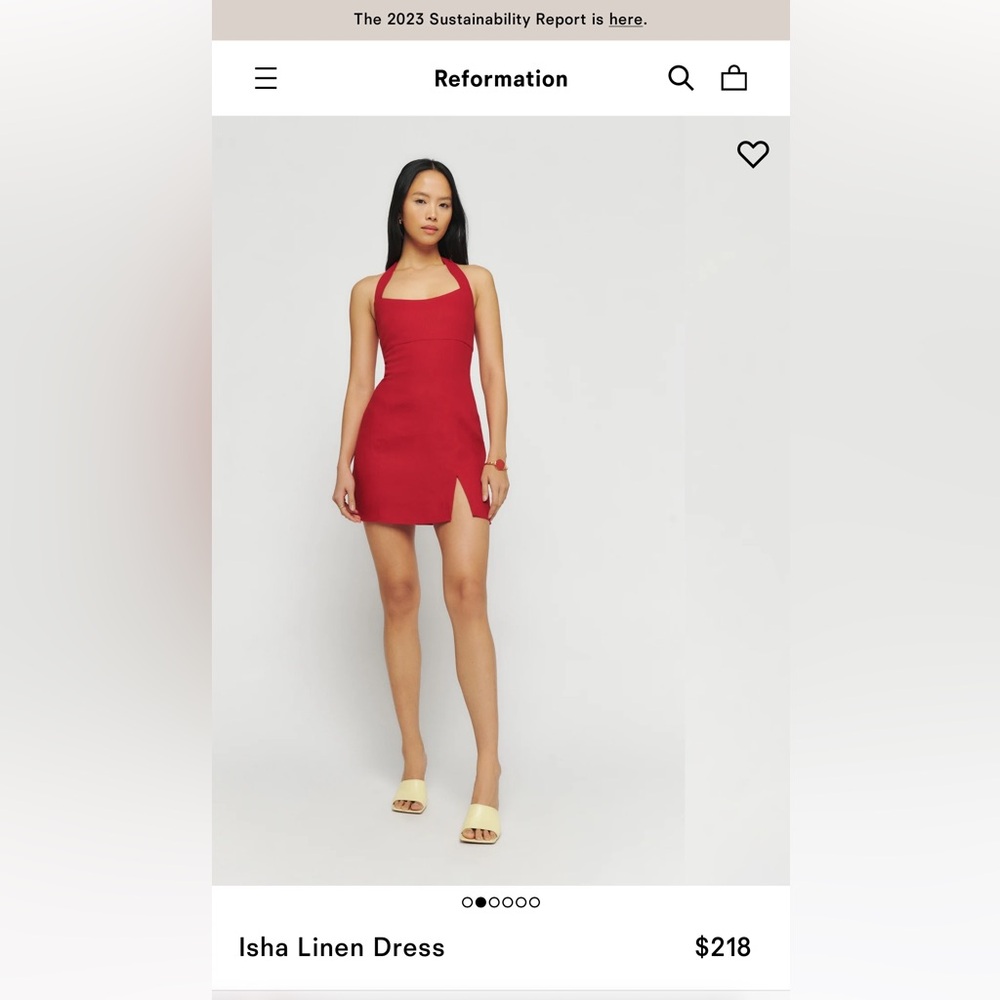 Reformation Isha Linen Dress in Red